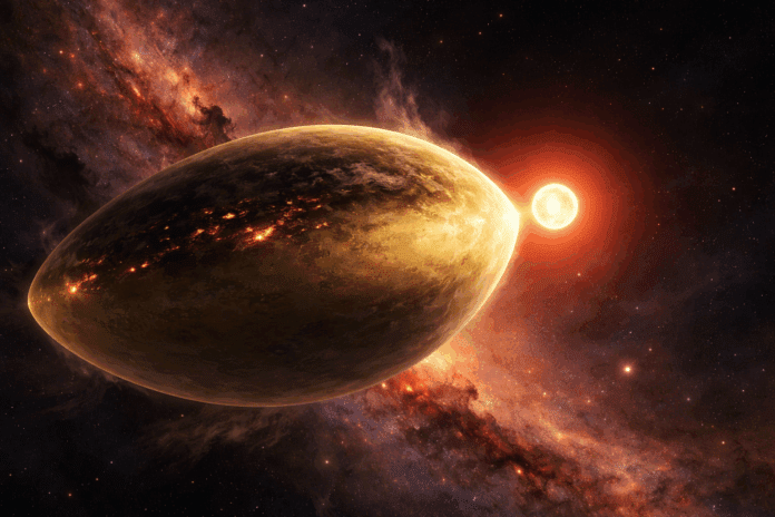 Astronomers identify lemon shaped planet around city size star expanding views of planet formation