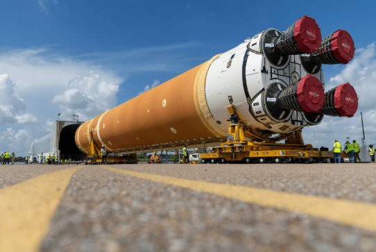 NASA celebrates a successful step for the Artemis III mission with the rollout of the massive core stage